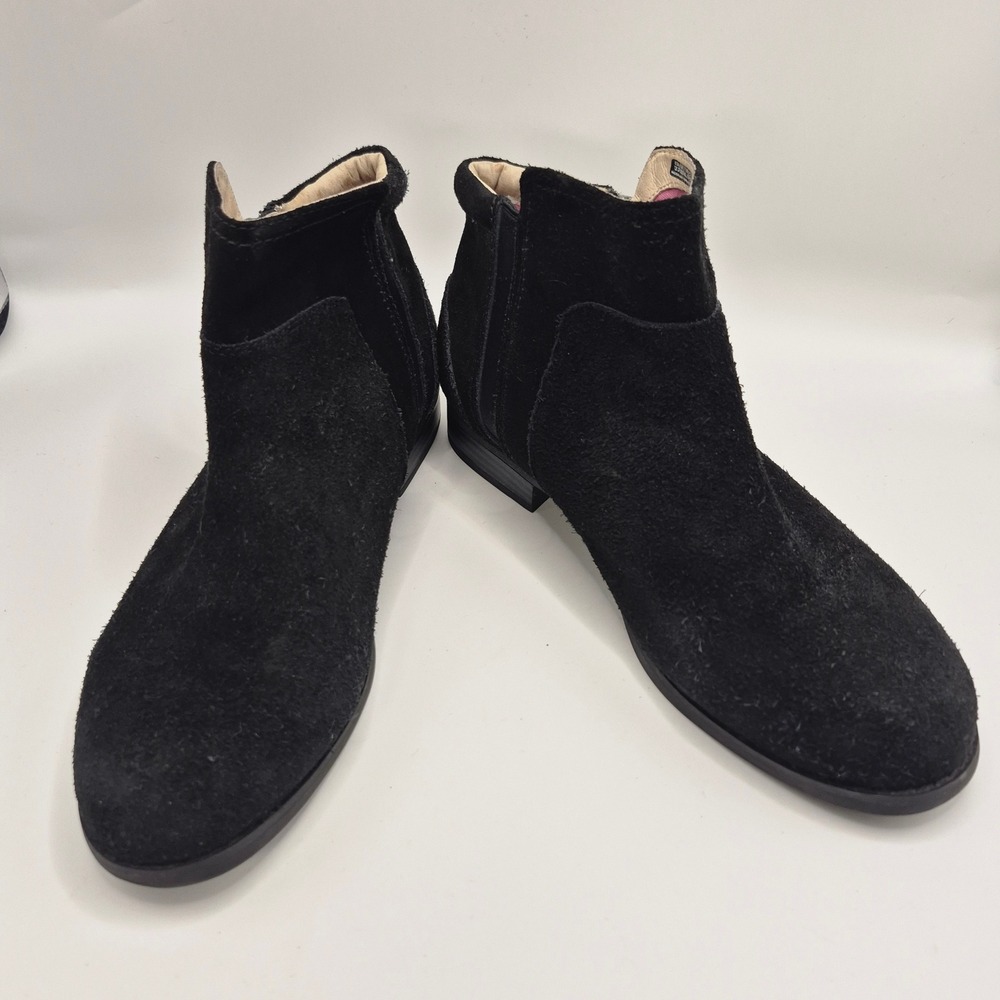 Sorel Ainsley Chelsea Ankle Boots Black Suede Side Zip Floral Lining Womens 12D